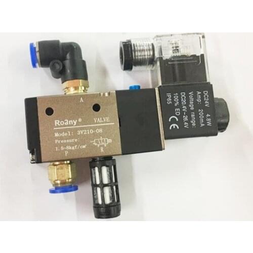 Free Shipping 3 Way 1/4" BSP 1/4 Inch Pneumatic Solenoid Valve 3V210-08 24v 110v 220v DC AC+fittings