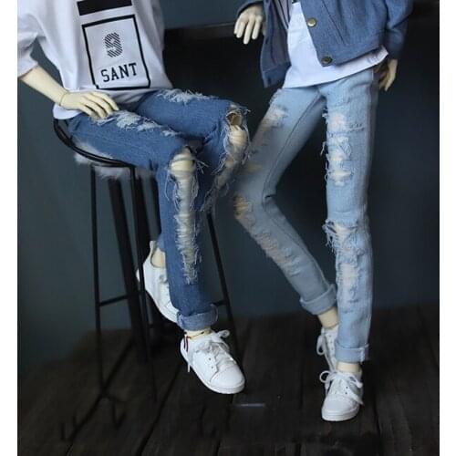 BJD Doll clothes suitable for 1-31-4uncle casual broken-hole jeans doll accessories