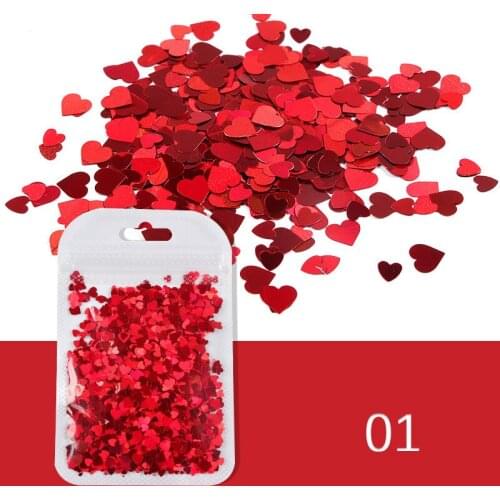 Mixed Size Shiny Love Heart Shape Flake Slice Decoration Accessories Valentine Fluorescent Colors For Nail Art Design Paillette