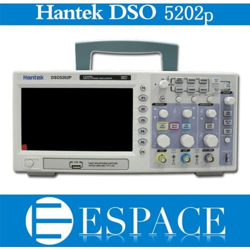 Osciloscopio Hantek DSO5202p Digital Oscilloscope USB 200mhz Bandwidth 2 Channels 1gs/s PC Storage LCD Record Length Up To 24k