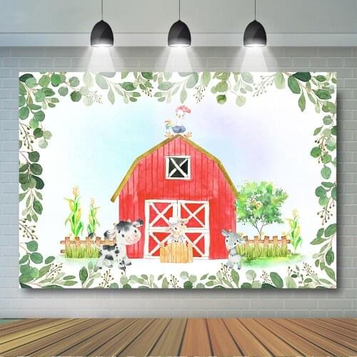 Farm Birthday Backdrop Red Barn Farm Animals Photography Background Boys Greeny Barnyard Birthday Party Decorations
