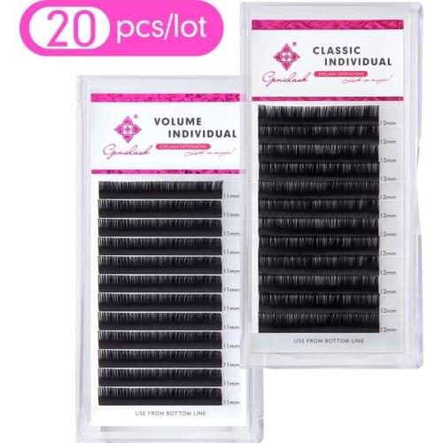 Genie 20pcs/lot All Sizes Mink individual lash Extensions hybrid set volume eyelash extensions mega volume individual eyelashes
