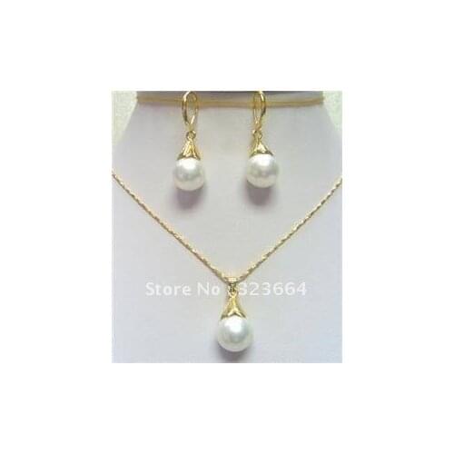 Hot Sell! PRETTY SHELL PEARL EARRING PENDANT NECKLACE SET