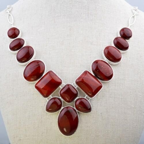 Hot Sale Luxury Russian Red Blood Semi-Precious Stone Choker Necklaces GN-N006