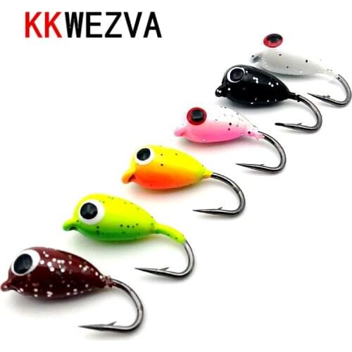 KKWEZVA 6pcs colors fishing lure jig head 2.3g/1.8cm ice fishing jig head hook hard lure bait hooks wobbler for choose tackle
