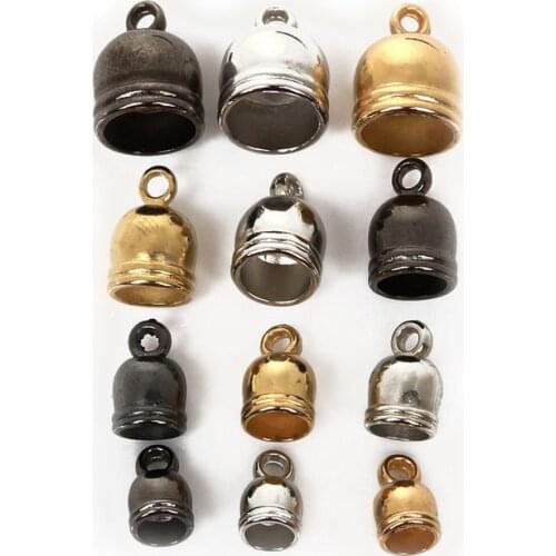 50pcs/lot End Tip Tassel Caps Round Cord Crimps Beads Cap End Caps For Jewelry Making DIY Findings