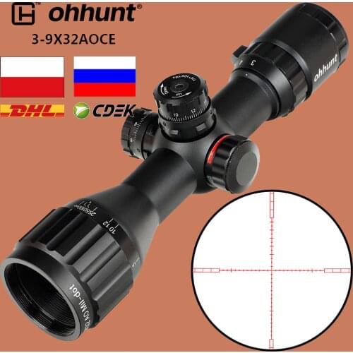 Ohhunt 3-9X32 AO Compact Hunting Riflescope 1/2 Half Mil Dot Wire Reticle Red Green Illumination Turrets Locking Optical Sight