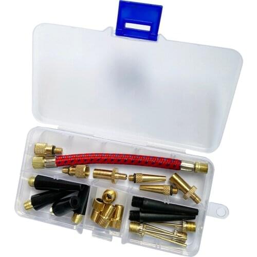 21pcs Tube Air Hose Adapter Kits Bicycle Repair Tools Bicycle Tire Inflatable Outdoor Anti-resistance Repairing Elements