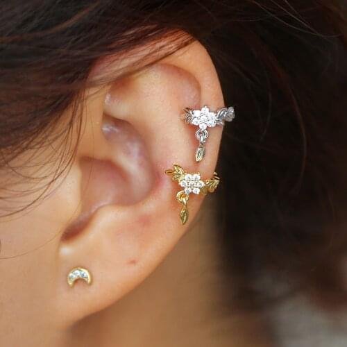 Korean Style leaves shape Drop Pendant Ear Cuff Wrap Clip For Women Fashion Girls Jewelry drop shipping elegant minimal earring