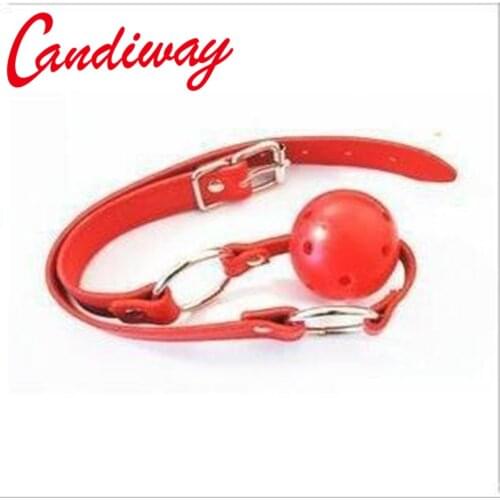 Red BDSM Mouth Ball Gag for women men Adult Products PU Leather Mouth Gag Oral Fixation Stuffed Adult Games Flirting Sex Toys