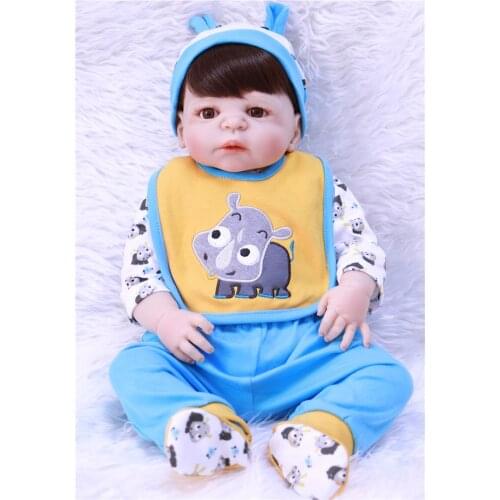 NPK full silicone reborn baby dolls 22" 55cm bebe girl boy reborn babies dolls with blue cow clothing real alive bonecas gift