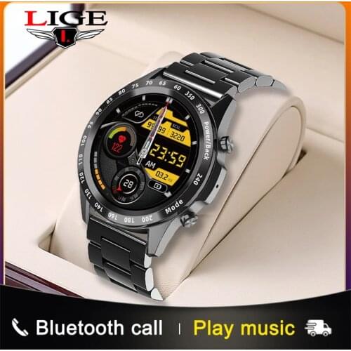 LIGE 2021 Bluetooth Call Men Smart Watch Heart Rate Blood Pressure Smart Clock Full Touch Fitness Tracker Smartwatch Andorid iOS