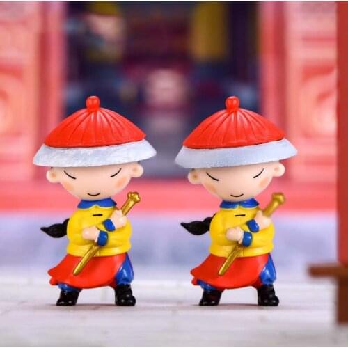 Micro-Landscape Bonsai Ornaments DIY Ouchi Imperial Front Guard Resin Court Doll Car Home Desk Shelf Decor Collectible Art Kids