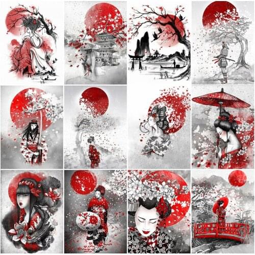 MomoArt Diamond Painting Japanese Woman Cross Stitch Kits Diamond Mosaic Portrait Rhinestones Embroidery Needlework Handicraft