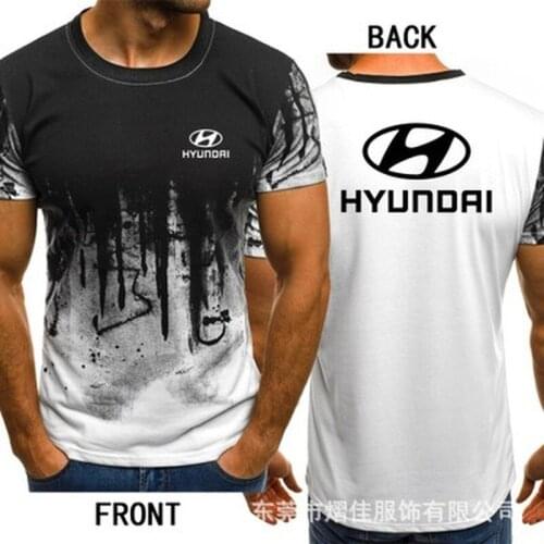 Mens Short Sleeve for HYUNDAI Car Logo Mens T-shirt Summer casual Cotton Gradient T shirts Fashion Hip Hop Harajuku Male Brand