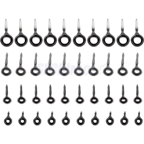 MagiDeal 40 Pcs Fishing Rod Guides Ring Stainless Steel Fishing Rod Eyes Ring Raft Line Ring Rod DIY Fishing Rod Repair Tool