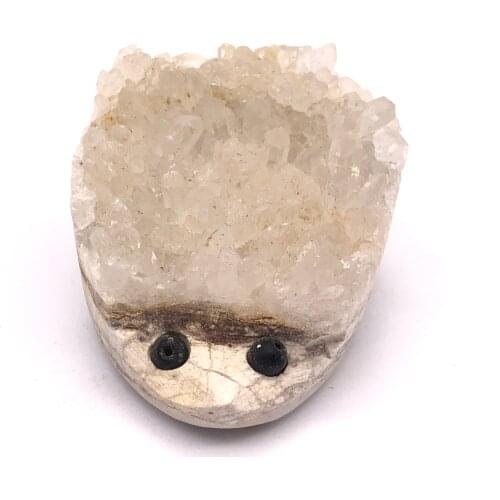 Natural clear crystal clusters of white quartz hedgehog small Statues & Sculptures