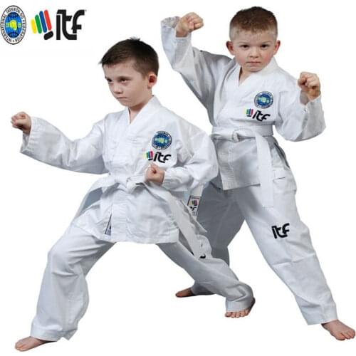 2020 New Adult Male Female kids White cotton Taekwondo uniform ITF Approved Taekwondo Student Uniform Taekwondo Equipment dobok