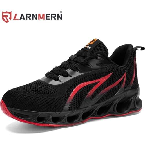 LARNMERN New Flame Anti-Smash Safety Shoes Mens Breathable Outdoor Indestructible Shock-proof Steel Toe Work Shoes