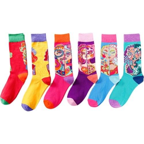 New Product Socks European and American Harajuku Ing Tide Socks Creative Socks Comic Cartoon Bright Color Couple Socks
