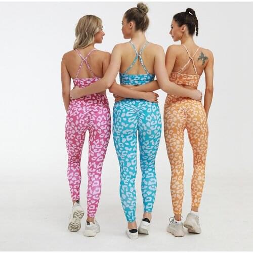New Stlye Yoga Printed Fitness Vest Pants Sports Suit Women