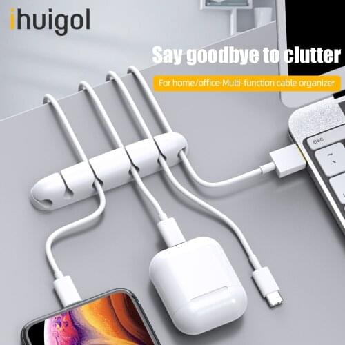 Ihuigol Cable Organizer Silicone USB Cable Management Clips Home Car Flexible Wire Winder For Headphone Keyboard Earphone Holder