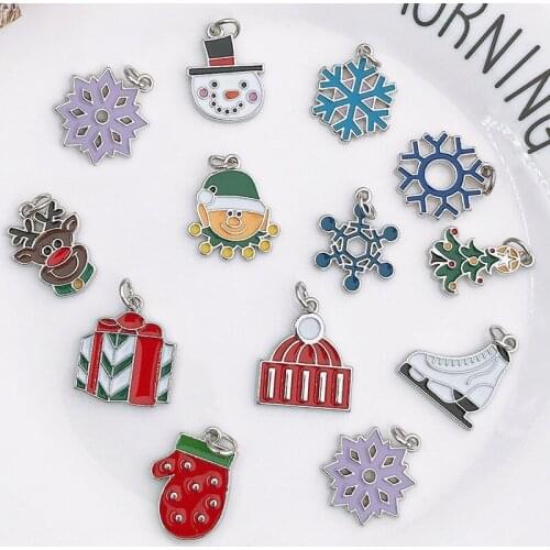 5Pcs Creative Christmas Tree Ornaments Mulit Color Alloy Metal KC Gold Charms Pendant For DIY Bracelet Earrings Accessories