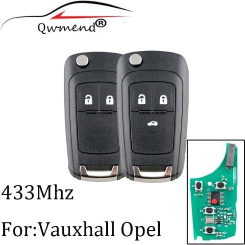 2Buttons 433Mhz Remote key For Opel Vauxhall Astra J Corsa E Insignia Zafira C 2009-2015 Transponder Chip ID46 Original key