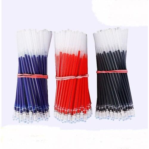 200pcs/lot Students office school gel pen refill black blue red water ink signature pen Bullet refill 0.5mm wholesale