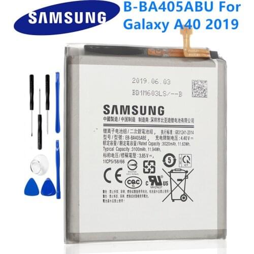 SAMSUNG Orginal EB-BA405ABE EB-BA405ABU 3100mAh Battery For SAMSUNG Galaxy A40 2019 SM-A405FM/DS A405FN/DS GH82-19582A