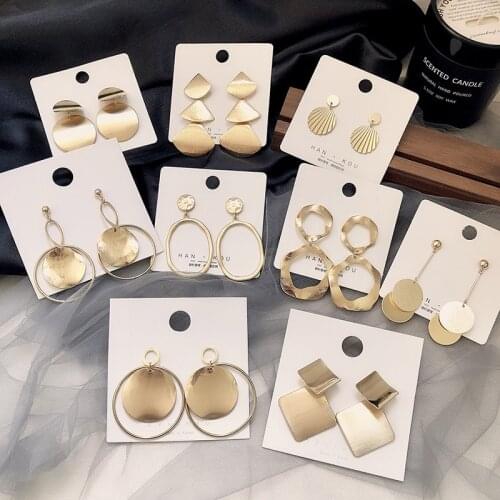 Origin Summer Love Heart Circle Geometrical Sector Irregular Dangle Earings for Women Japanese Gold Color Metal Earings Jewelry