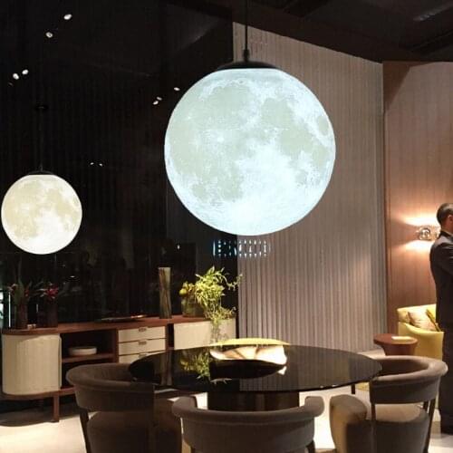 Nordic 3D Printing hanging moon lamp Ball Modern Simple chandelier art deco Living Room Bedroom Dining Hall boys room light