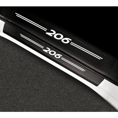 4PCS Car Decor Sticker Anti-scratch Car Decoration Sticker Car Door Sill Scuff Plate Car Auto Protector Strip Carbon Fiber