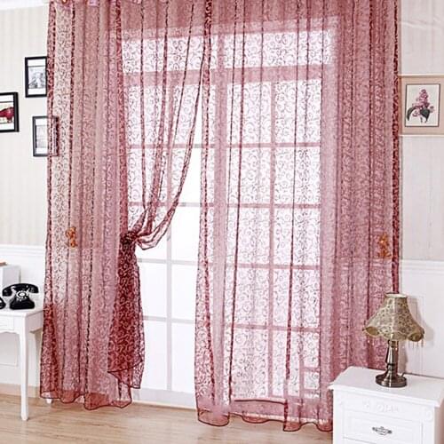Stylish Floral Tulle Voile Door Window Curtains Drape Panel Sheer Scarf Valances 79" x 39"
