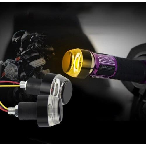 Motorcycle LED Handlebar End Turn Signal Light DC 12V White Yellow Hand Lamp