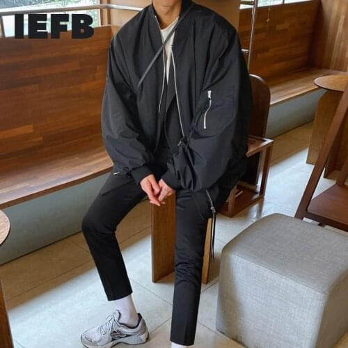 IEFB Spring Pilot Jacket Mens Loose Korean Fashion Handsome Streetwear Couple Black Baseball Jacket 2021 New Mans Clothing 6890