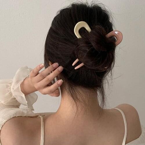 Vintage Japan Minimalist Alloy Hair Sticks For Women Girl Hairclip Bun Maker Hairpins Headwear Simple Hair Jewelry Accessory