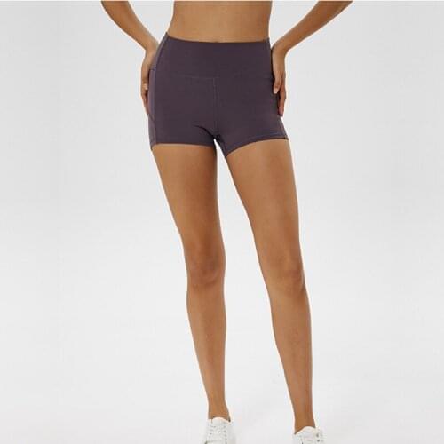 LANTECH Women Yoga Shorts Soft Nylon Fitness Jogger Shorts High Waist Solid Sport Workout Shorts Slim Tummy Control Gym Athletic
