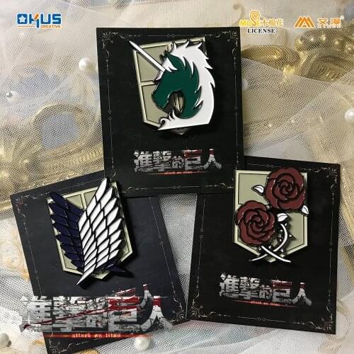Anime Attack on Titan Badge Scout Regiment Stationed Corps Military Police Regiment Metal Medal Bedge Button Brooch Pin Cosplay