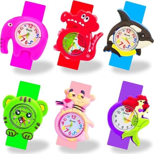 1Pcs Children Watch Kids Quartz Watches Silicone Strap Cute 3D Elephant/tiger/crocodile/whale/mermaid Style Baby Birthday Gift