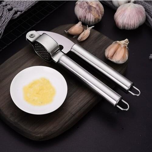 1pcs Garlic Press Removable Ginger Crusher 410 Stainless Steel Kitchen Supplies Extrusion Tool Silver Chopper Mincer