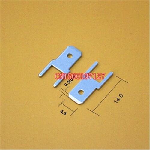100pcs4.8 Inserts Plug Spring Terminal PCB Solder lug type thickness0.5 two legs ,187maleTerminal welding sheet