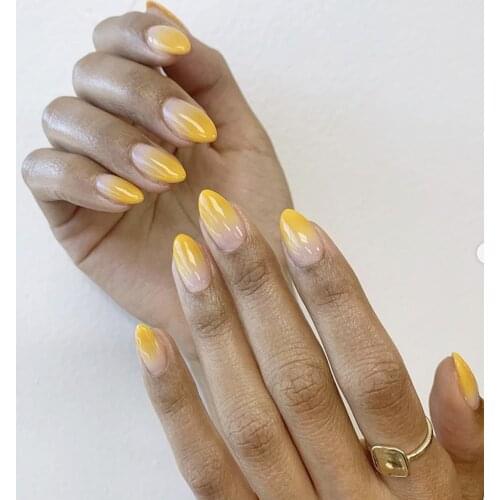 24Pcs/Box Detachable Gradient Stiletto False Nails Wearable Oval/Round Head Press on Fake Nails Short Full Cover Nail Tips