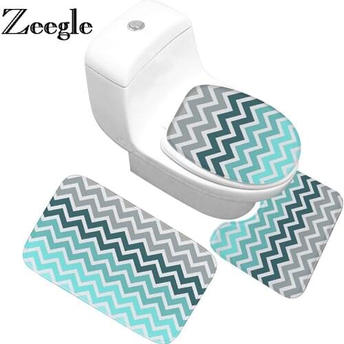 Zeegle Bathroom Mat 3Pcs Carpet For Bathroom Bath Mat Absorbent Bath Carpet Bathroom Rug Set Non-slip Mat For Toilet Lid Cover