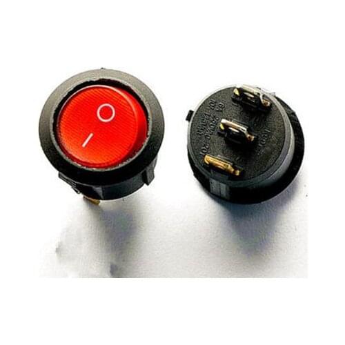 5pcs/lot 20mm Red LED Light SPST 3PIN On/Off Round Boat Rocker Switch 6A/250V 10A/125V Car Dash Dashboard Truck RV ATV Home
