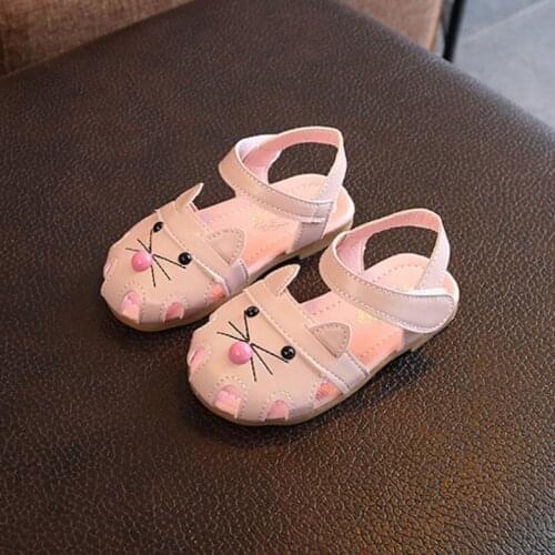 Bobora Baby Girl Sandals Catton Cat Baby Prewalker Walking Toddler Sandals Soft Sole Sandals garden shoes Baby Sandals