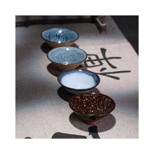 Zisha Tea Cup Kung Fu Green Tea Jin Jun Mei Cup Jianzhan Small Mouth Cup Handmade Purple Sand Oil Drops Crafts Teaware