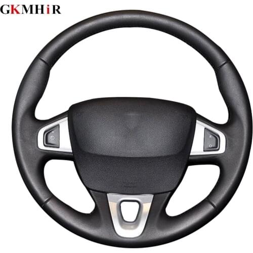 Black Artificial Leather Car Steering Wheel Cover for Renault Megane 3 2009-2014 Fluence ZE 2009-2016 Scenic 2010-2015