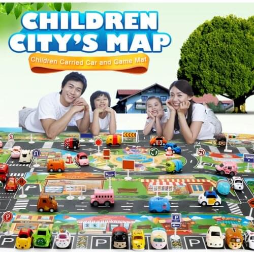 Baby Traffic Road Play Mat Toddler Climbing Playmat Infant Carpet Cartoon City Parking Rug Foldable Education Activity Game Pad