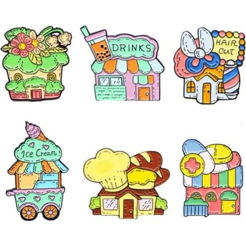 Cartoons Anime Houses Enamel Badges Fashion Women Cute Brooches Lapel Pins For Backpack Mini Decorative Hijab Pins Metal Badges